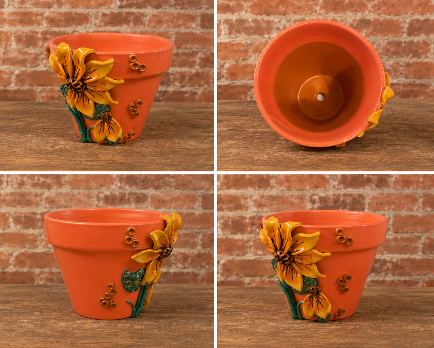 4” making olás hand-sculpted flower pot — coral sunflower