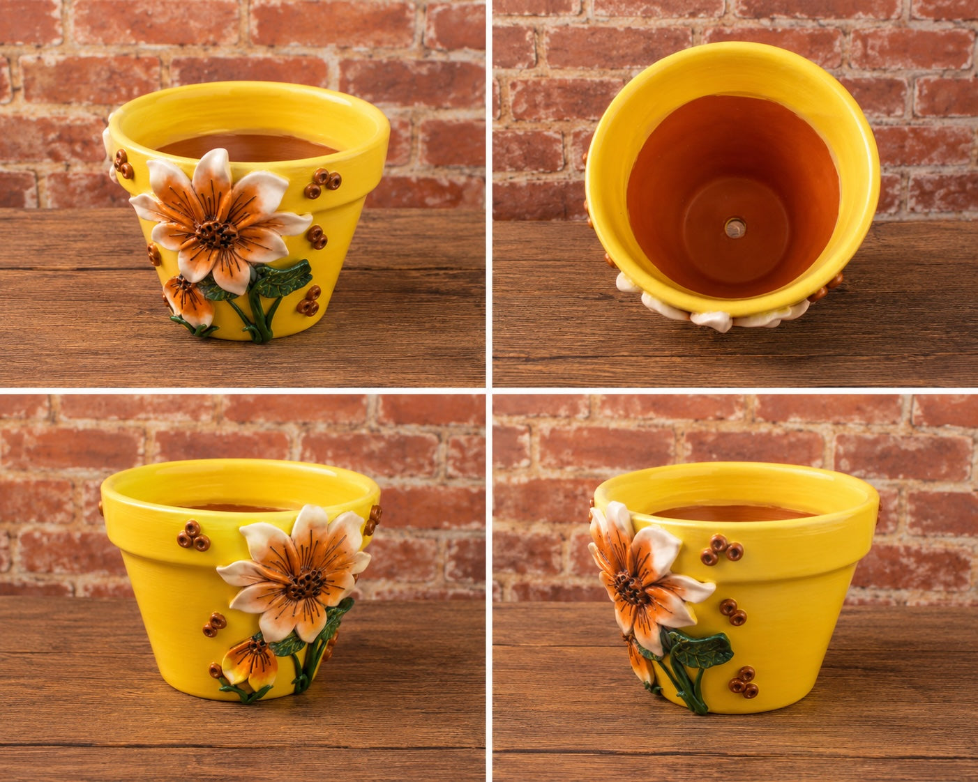 4” making olás hand-sculpted flower pot — butter yellow sunflower