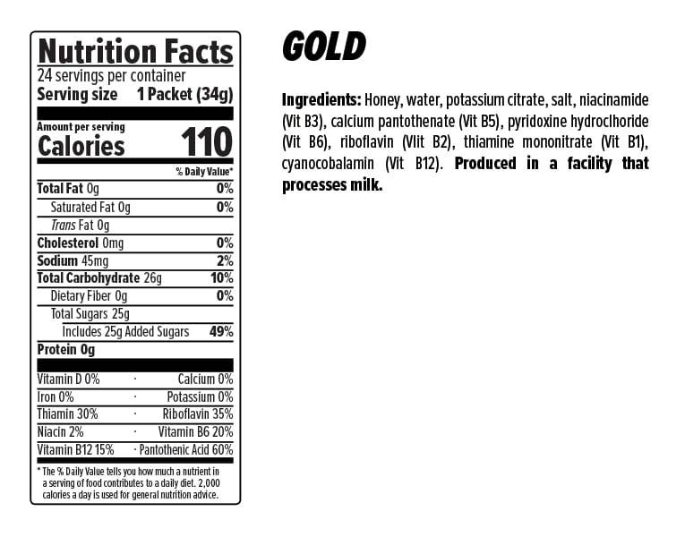 Honey Stinger Energy Gel (Classic), 24 Pack, Gold